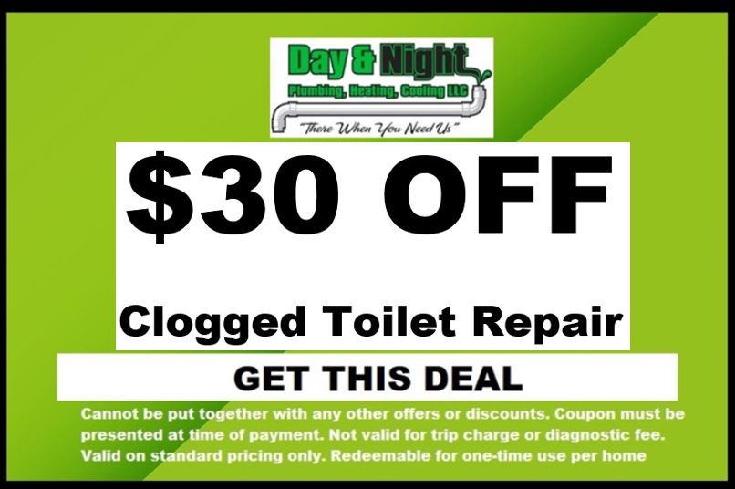 Day and Night Plumbing $30 OFF Clogged Toiler Repair Coupon